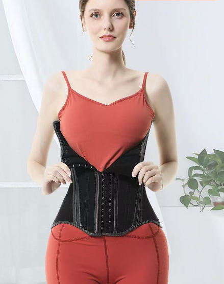 19 bone latex girdle with U-shaped tummy corset waist seal U-shaped cross-brace waist back heightening hourglass