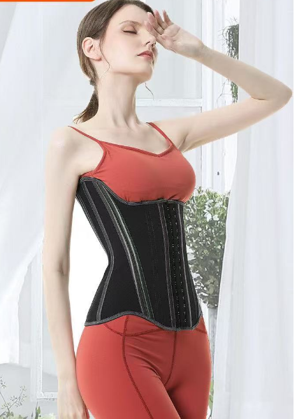 19 bone latex girdle with U-shaped tummy corset waist seal U-shaped cross-brace waist back heightening hourglass