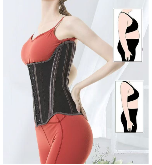 19 bone latex girdle with U-shaped tummy corset waist seal U-shaped cross-brace waist back heightening hourglass