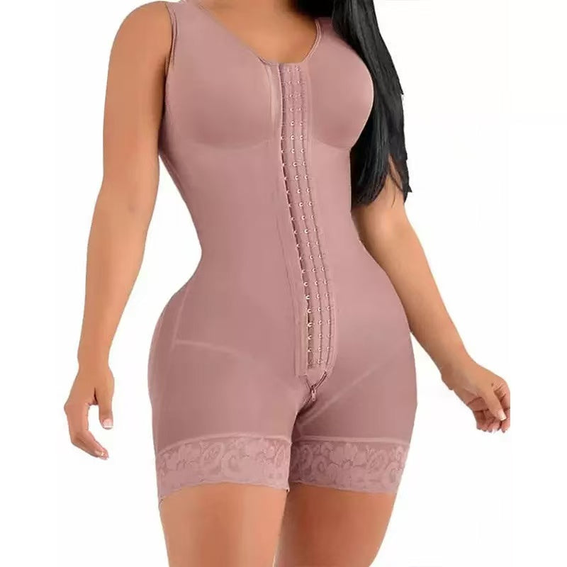 Body-shaping clothes One-piece zipper bottom three-breasted shaping body tight abdomen corset
