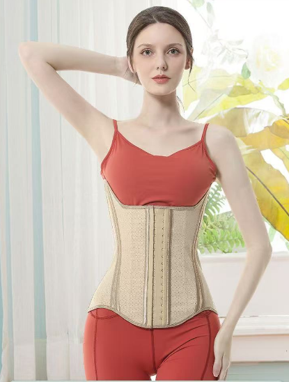 19 bone latex girdle with U-shaped tummy corset waist seal U-shaped cross-brace waist back heightening hourglass