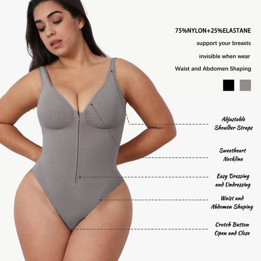 Seamless shaping of corset Strong abdomen sling One-piece underwear zipper backless hip-lifting one-piece suit