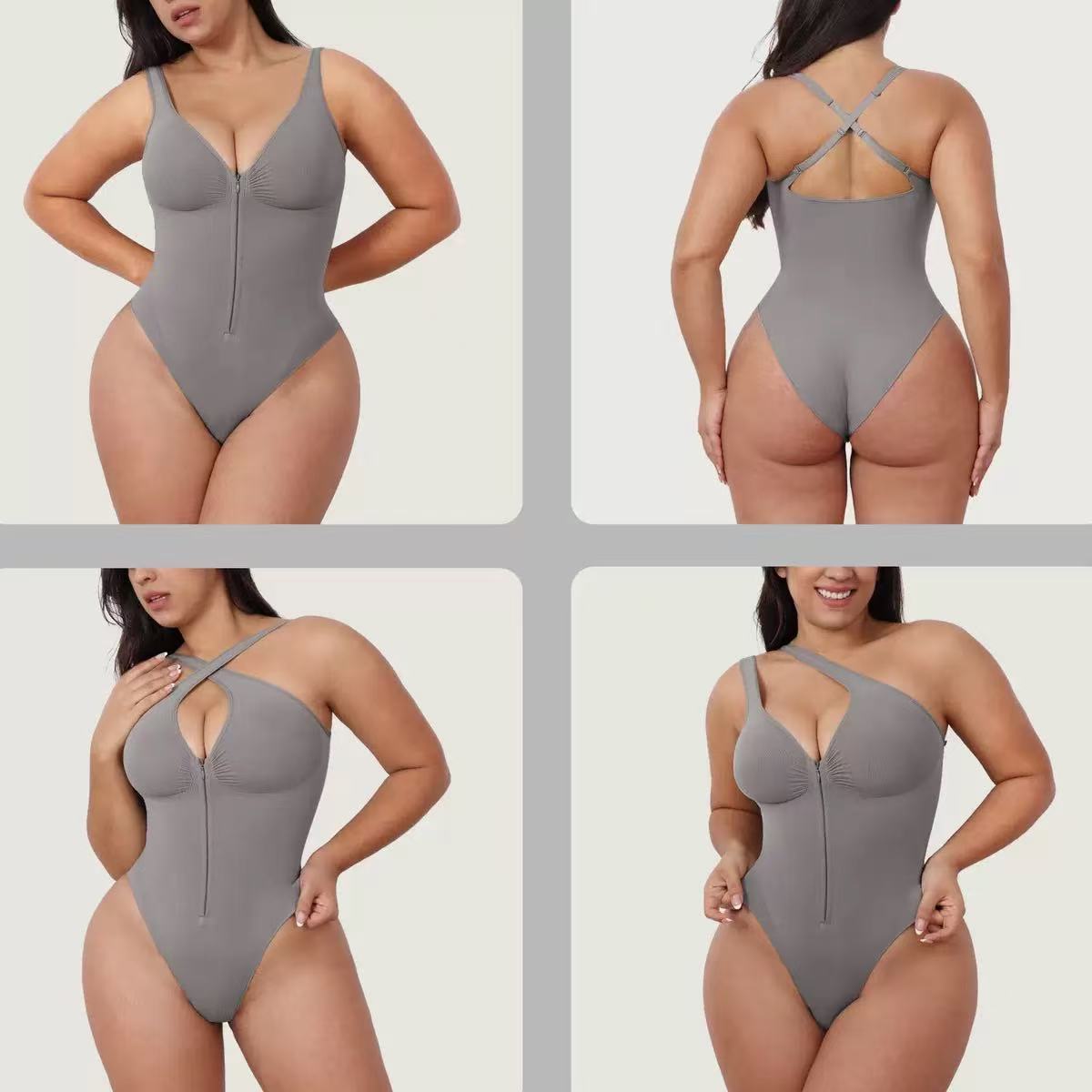 Seamless shaping of corset Strong abdomen sling One-piece underwear zipper backless hip-lifting one-piece suit